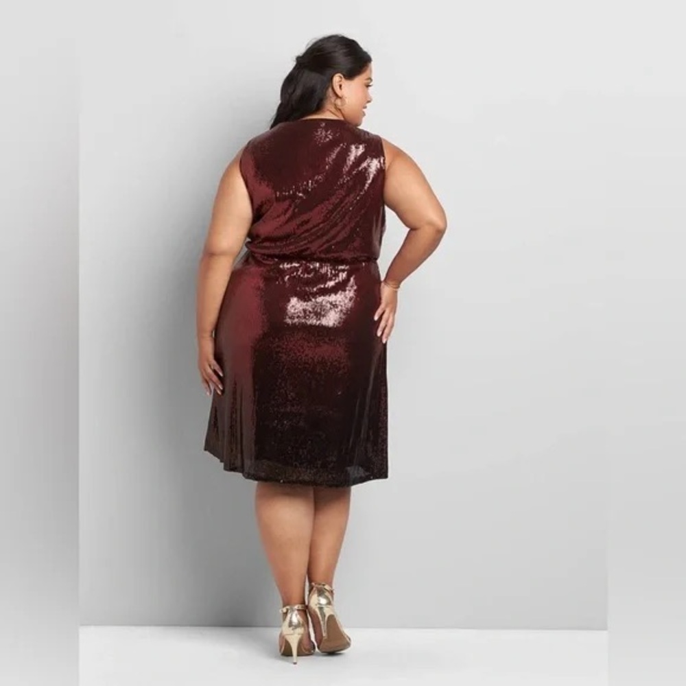 Lane Bryant | Ombre Sequin Fit & Flare Dress Pomegranate Plus Size 16 or 18 - Picture 3 of 8